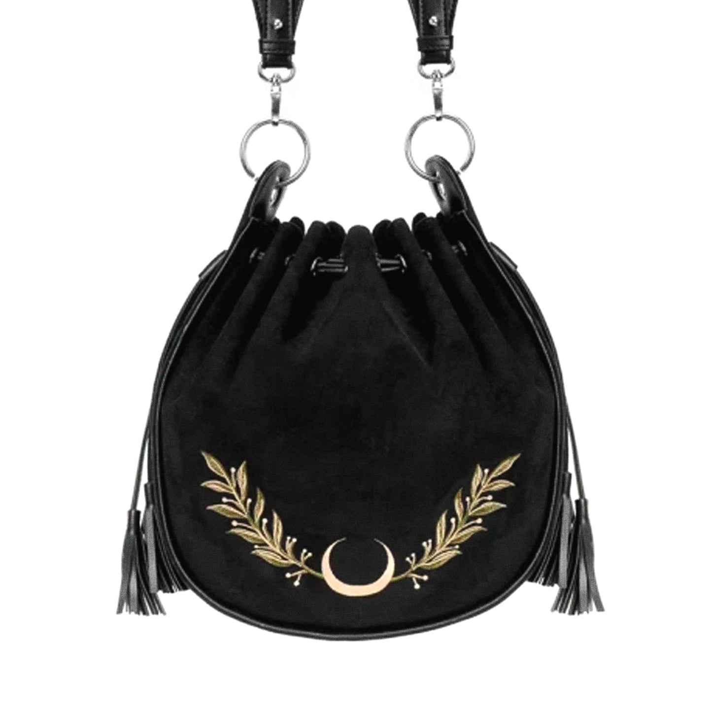 Bolso con forma de saco con bordado de serpiente y acabado de terciopelo sintético de restyle vista frontal