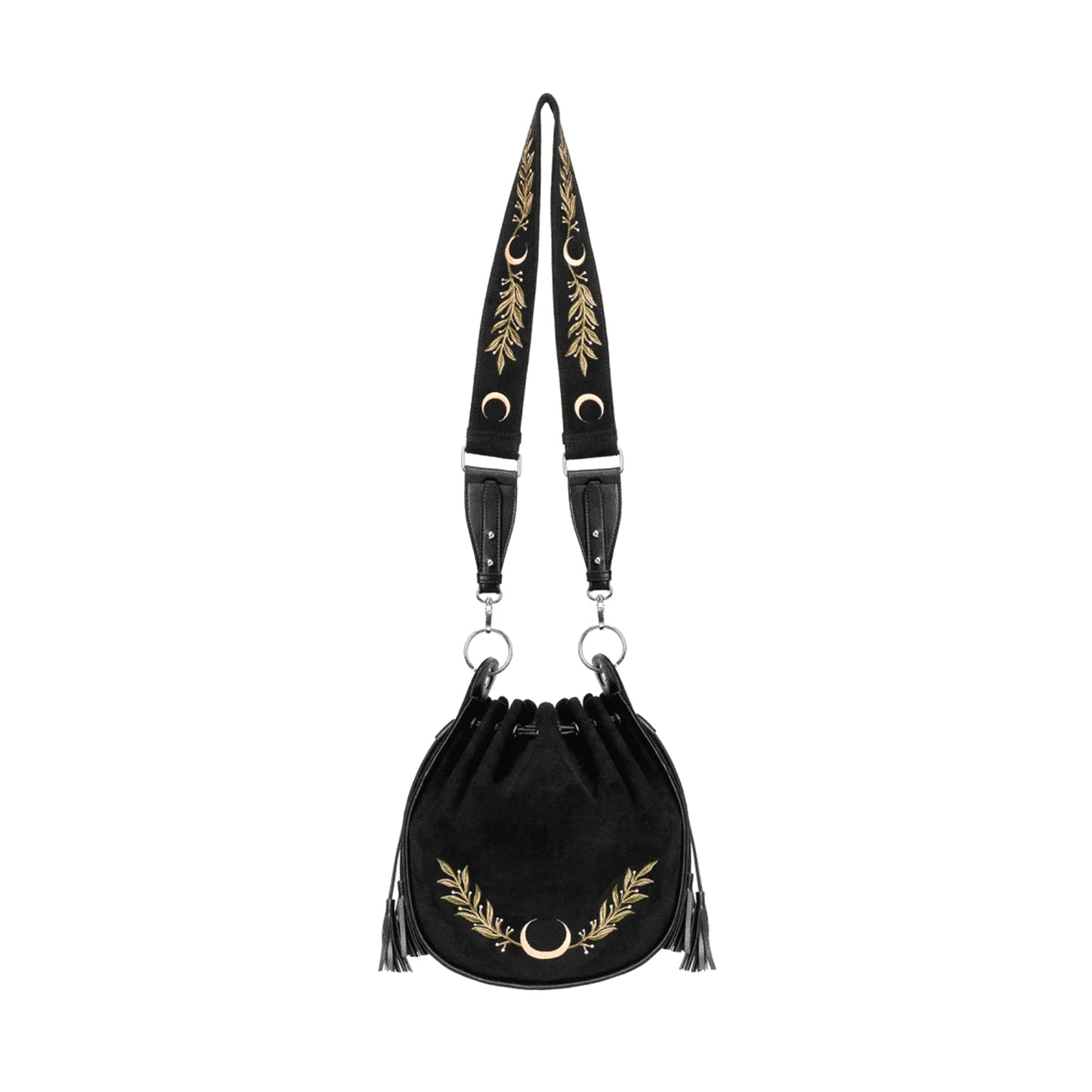 Bolso con forma de saco con bordado de serpiente y acabado de terciopelo sintético de restyle vista completa frontal
