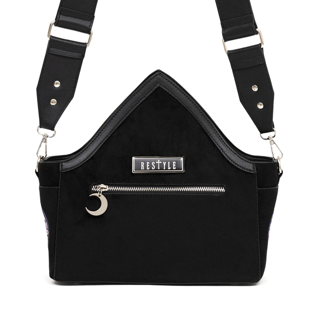  Restyle crossbody bag with cathedral and aurora borealis embroidery - rear view