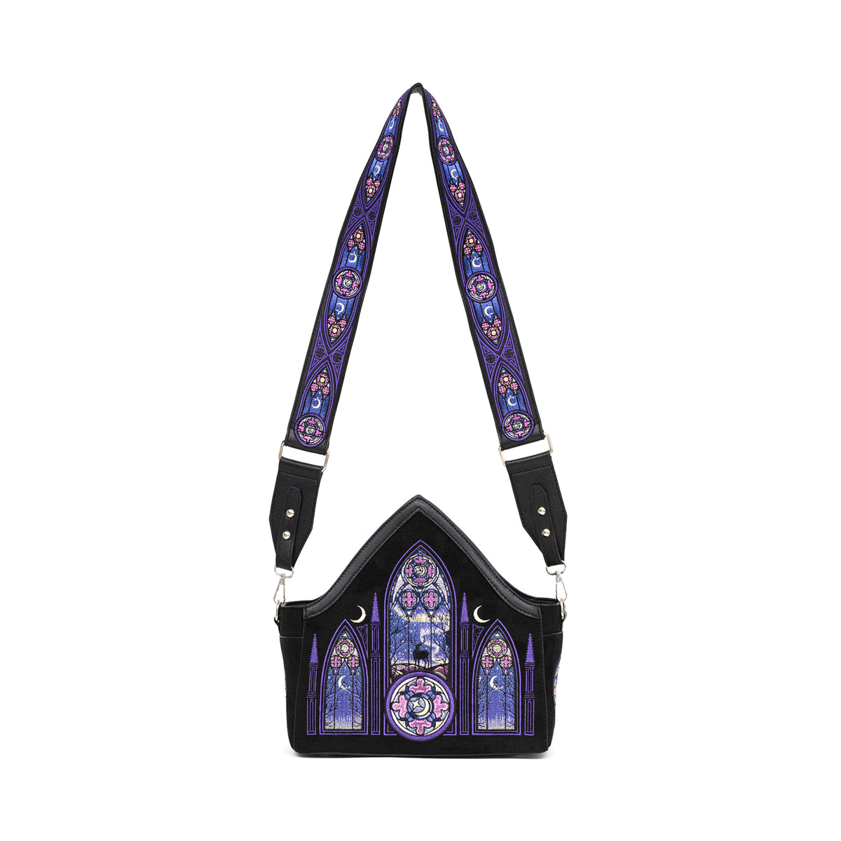  Restyle crossbody bag with cathedral and aurora borealis embroidery - full view