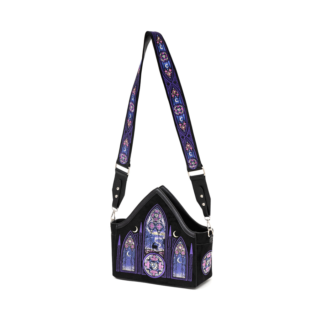  Restyle crossbody bag with cathedral and aurora borealis embroidery - full angle view