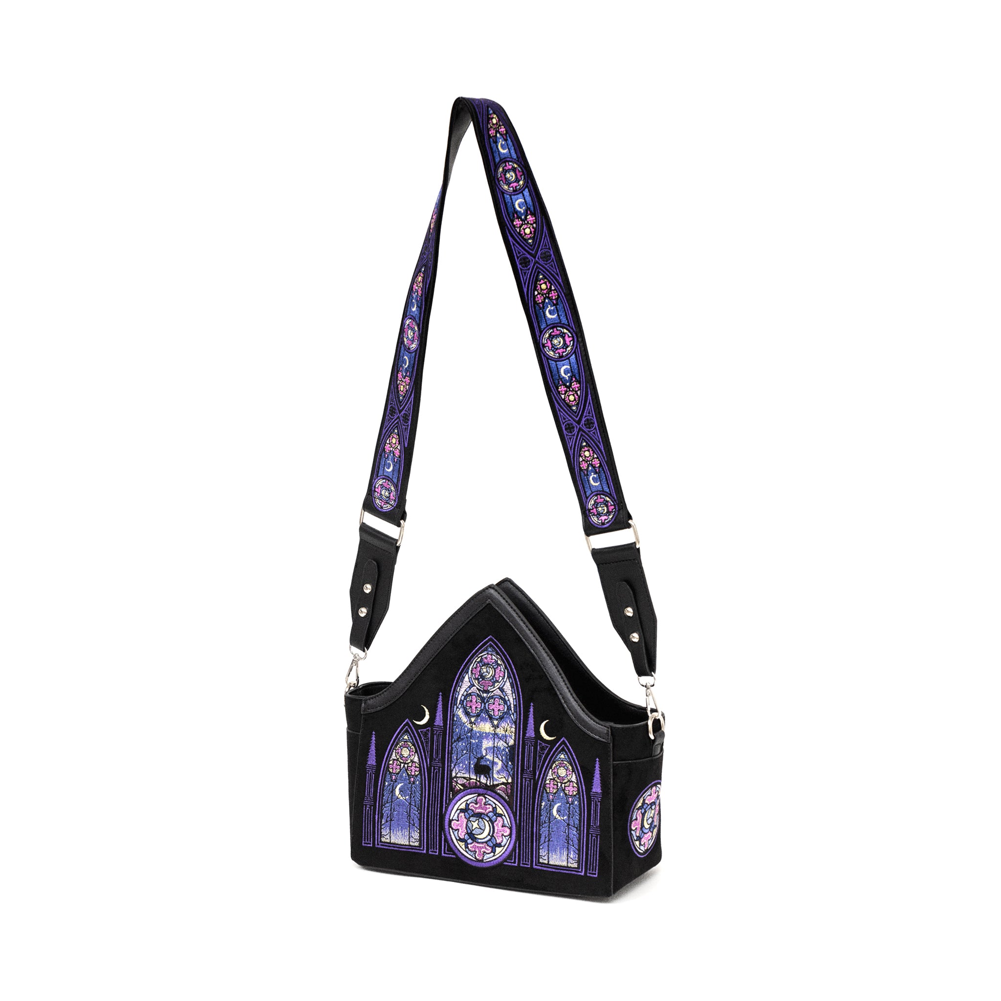  Restyle crossbody bag with cathedral and aurora borealis embroidery - full angle view