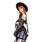  Restyle crossbody bag with cathedral and aurora borealis embroidery - model view