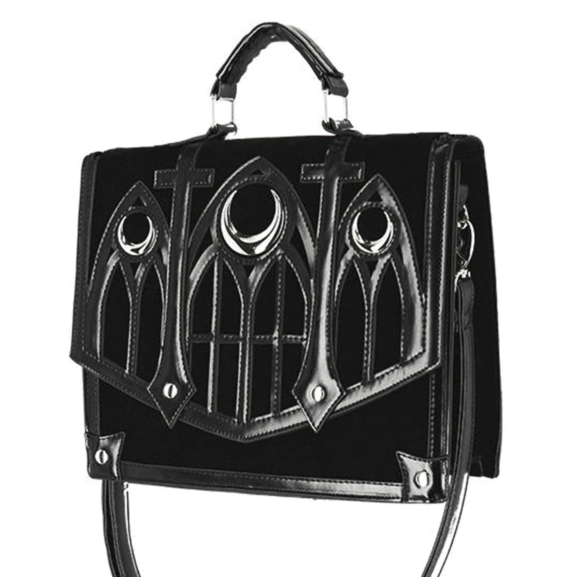 Bolso bandolera Cathedral de Restyle color negro vista frontal ángulo