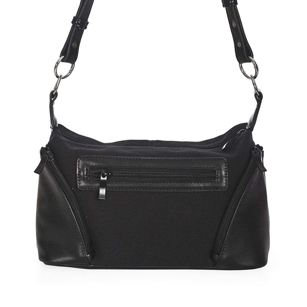  Banned Alternative black crossbody bag with fringe and metal clasp - rear view