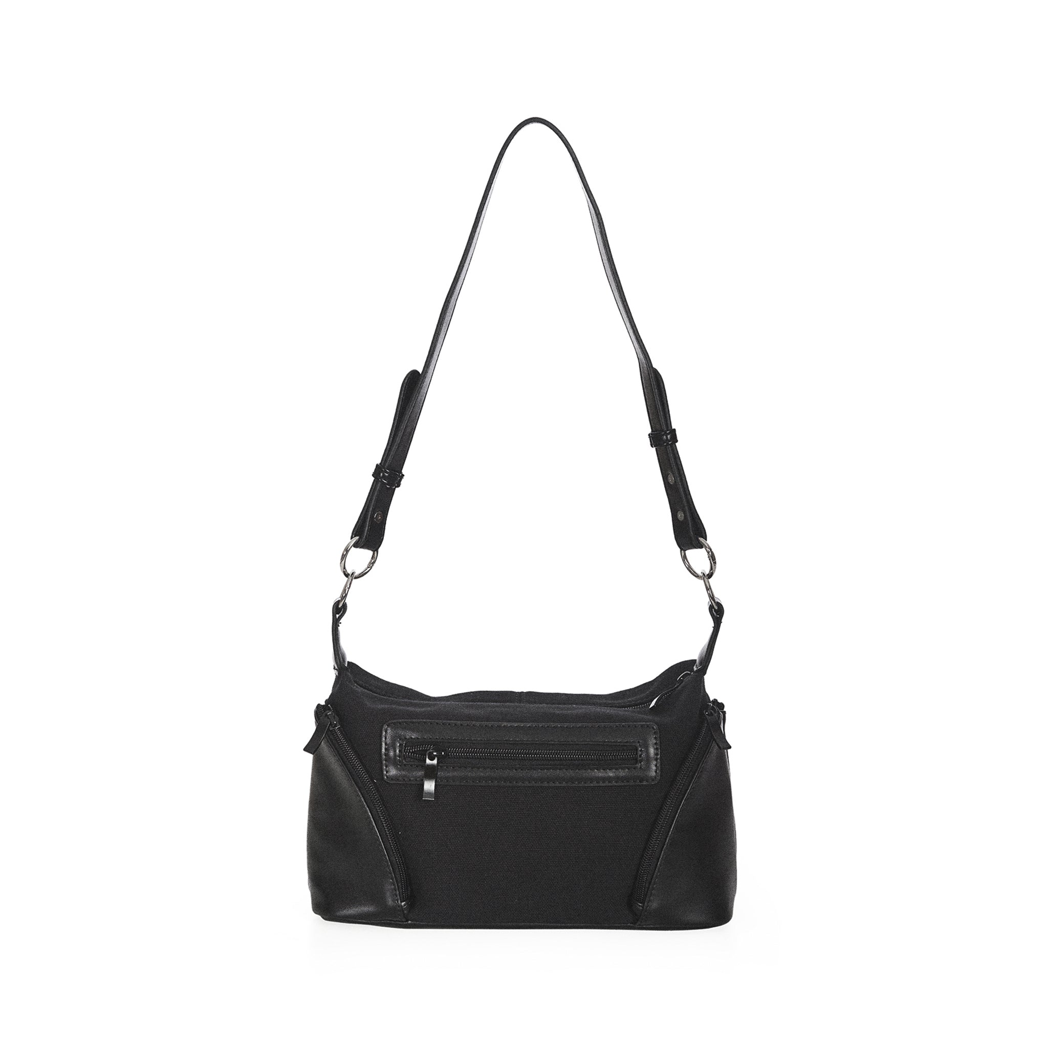  Banned Alternative black crossbody bag with fringe and metal clasp - rear with strap