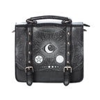  Banned Alternative Cosmic Small Satchel black square bag with moons - front view