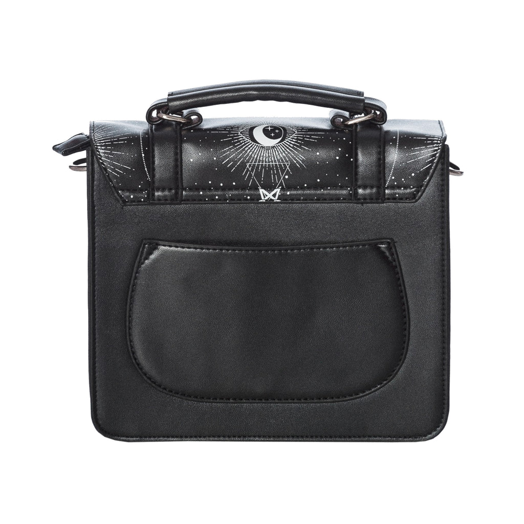  Banned Alternative Cosmic Small Satchel black square bag with moons - rear view