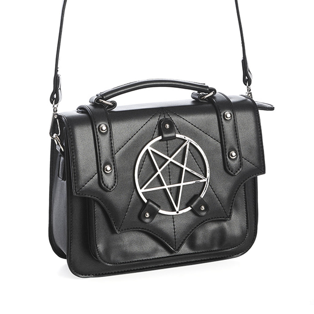  Banned Alternative Moloch black square crossbody bag - front angle view