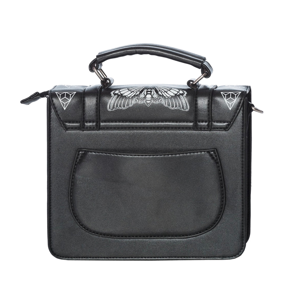  Banned Alternative Moth black square crossbody bag with moth print - rear view