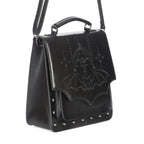  Convertible backpack/crossbody with bat wing flap - angle view with strap