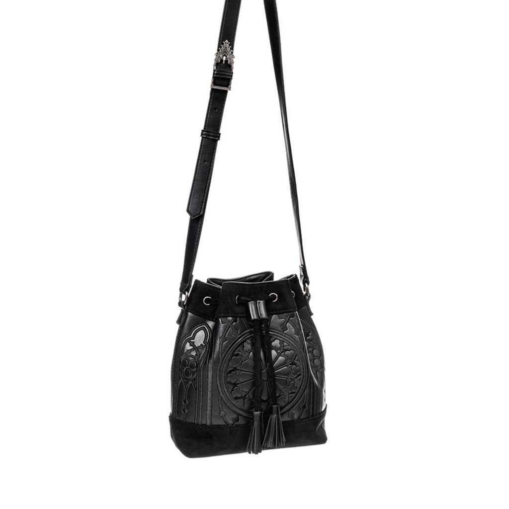  Restyle Sanctum Bucket black crossbody bag - view with strap