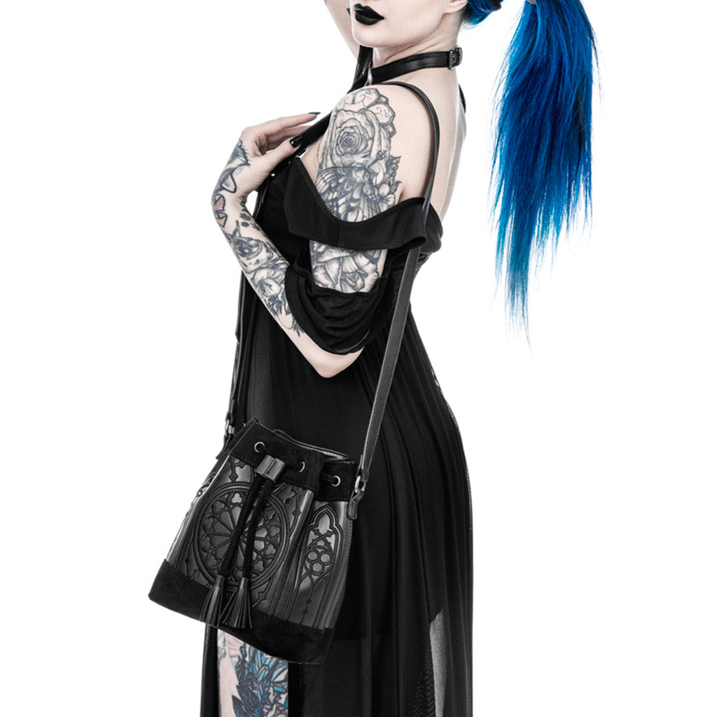  Restyle Sanctum Bucket black crossbody bag - model view