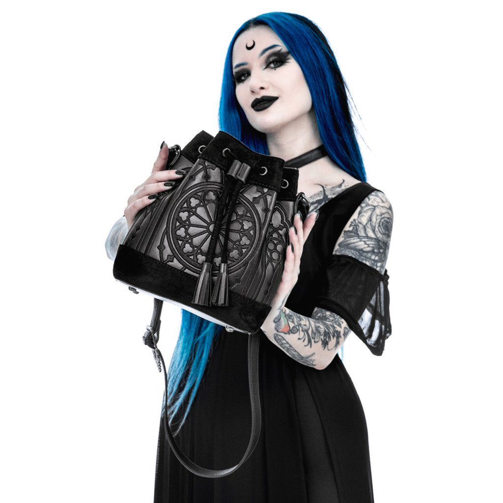  Restyle Sanctum Bucket black crossbody bag - model view
