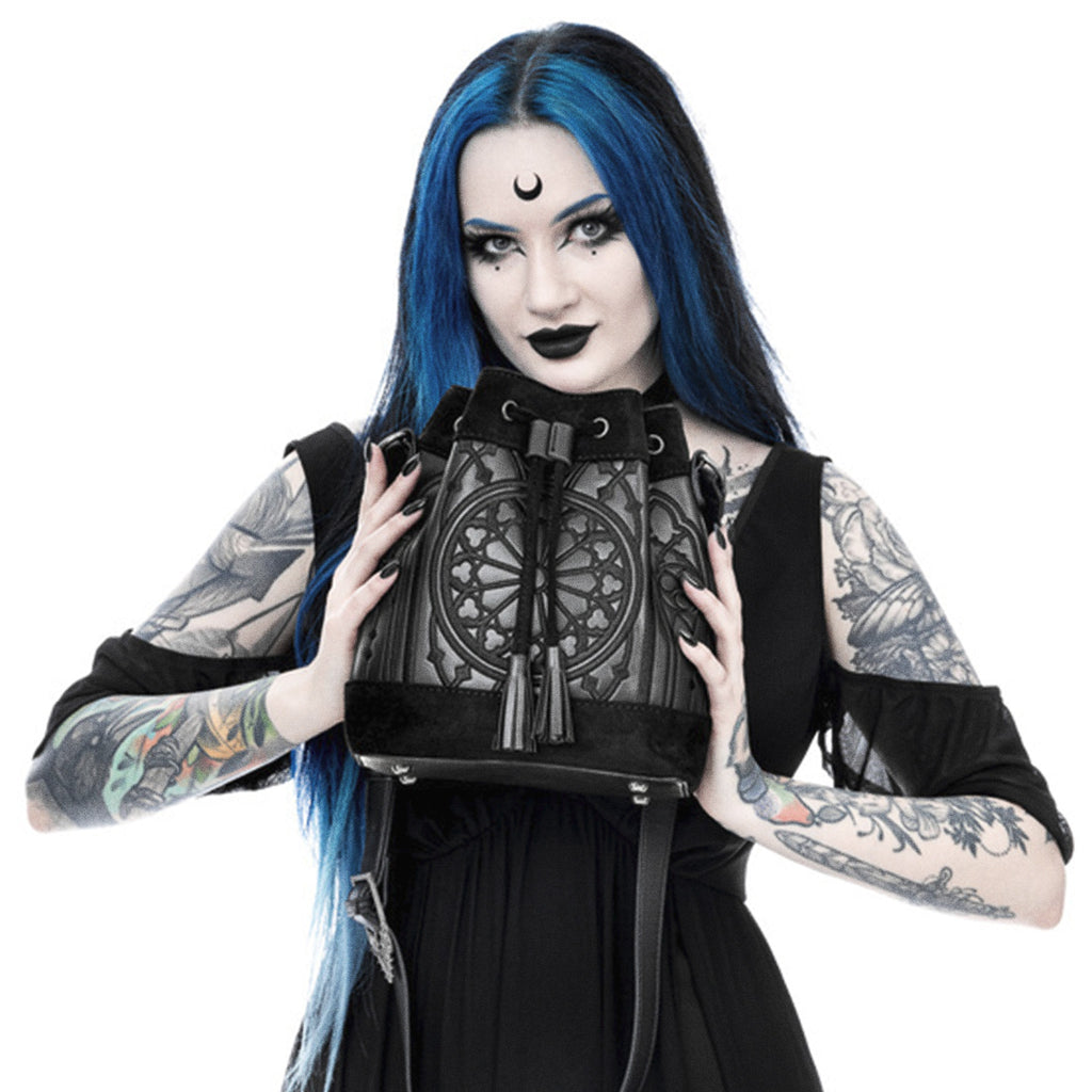  Restyle Sanctum Bucket black crossbody bag - model view