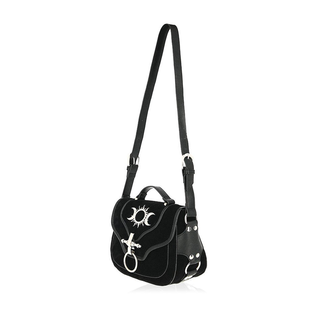 Restyle Triple Goddess black crossbody bag with metal details - full view
