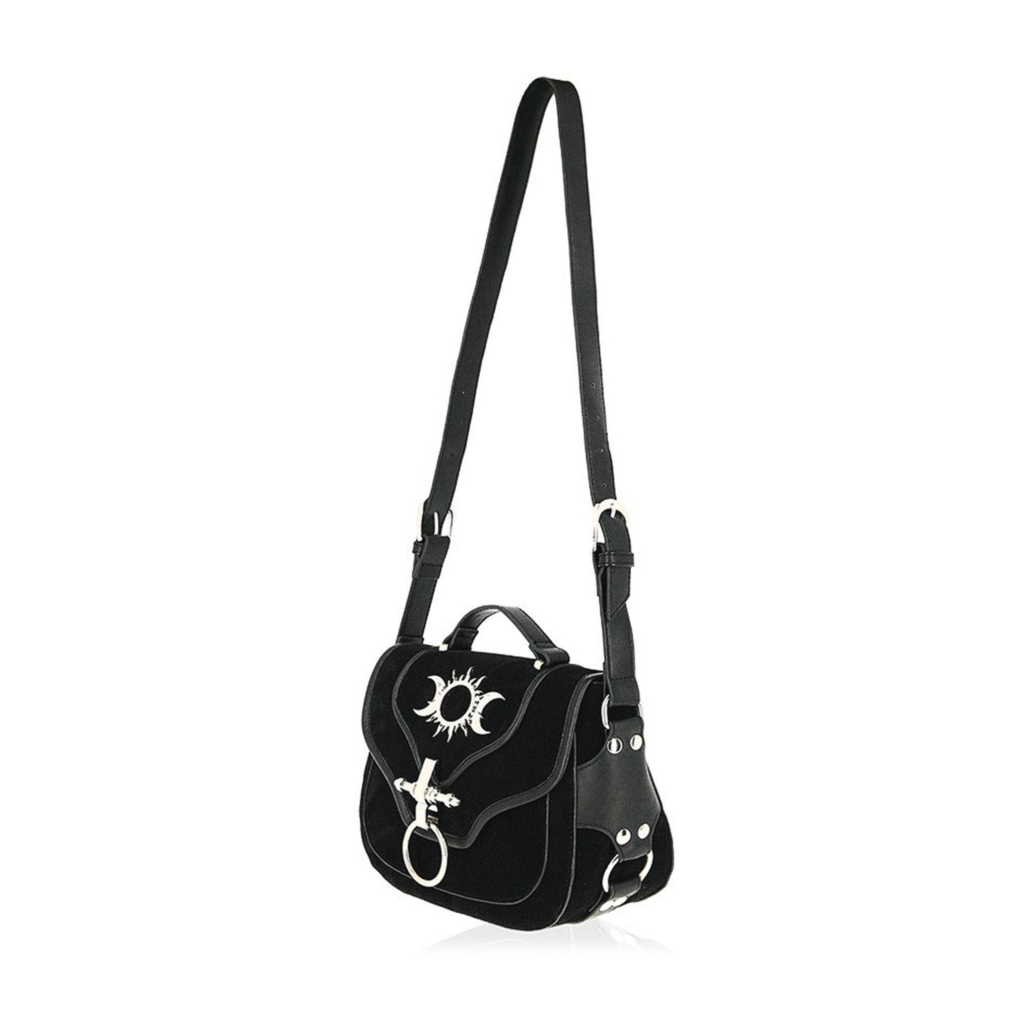  Restyle Triple Goddess black crossbody bag with metal details - full view