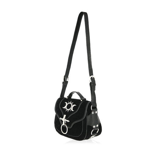  Restyle Triple Goddess black crossbody bag with metal details - full view