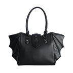  Banned Alternative Annabelle large black shoulder bag with bat details - front view