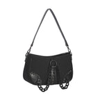  Banned Alternative Earthworm black shoulder/crossbody bag with chain - front angle view