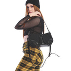  Banned Alternative Earthworm black shoulder/crossbody bag with chain - worn by model