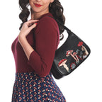  Banned Alternative shoulder bag with mushroom and hedgehog embroidery - worn by model