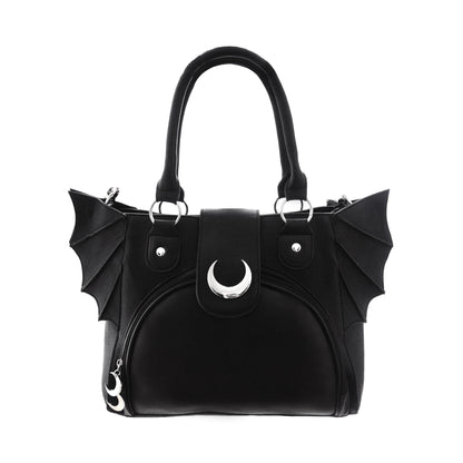 Bolso de hombro Elegant Goth de Restyle color negro con detalles metálicos vista frontal