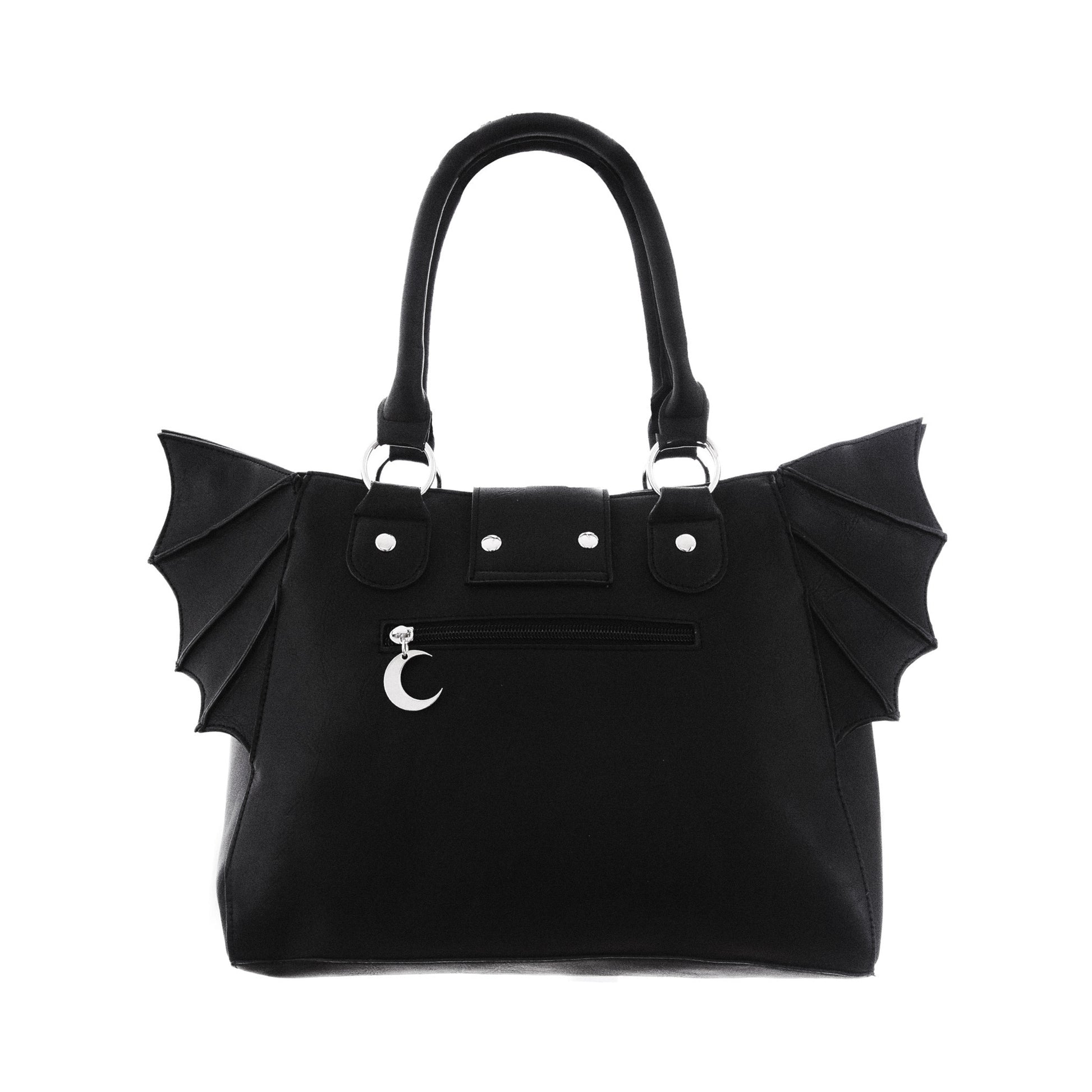 Bolso de hombro Elegant Goth de Restyle color negro con detalles metálicos vista trasera