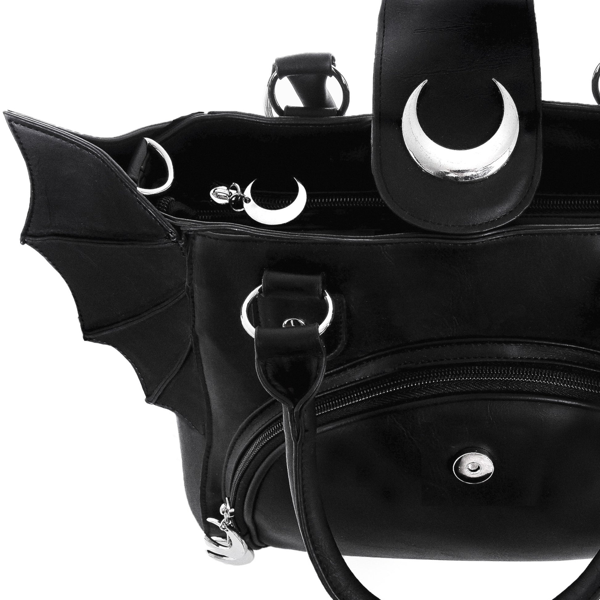 Bolso de hombro Elegant Goth de Restyle color negro con detalles metálicos vista superior