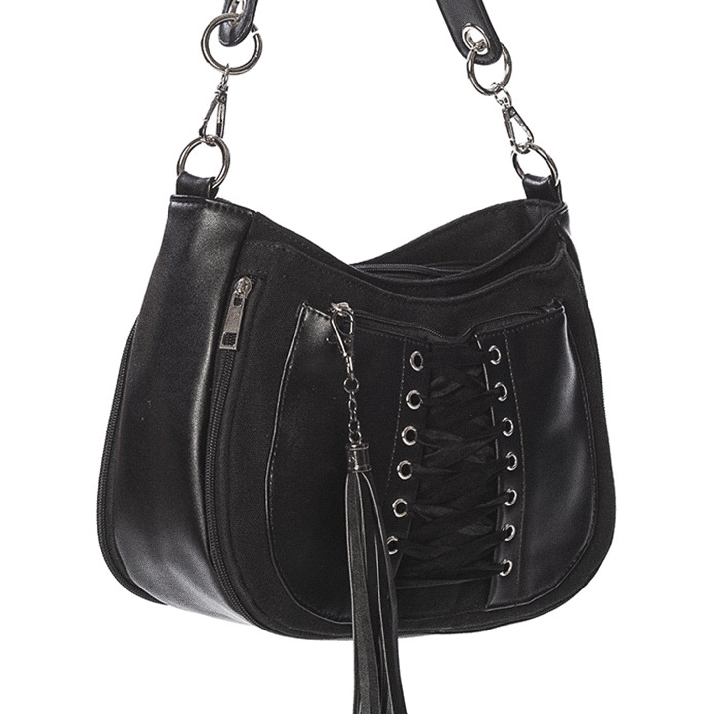 Bolso de hombro Tamora de Banned Alternative color negro vista ángulo