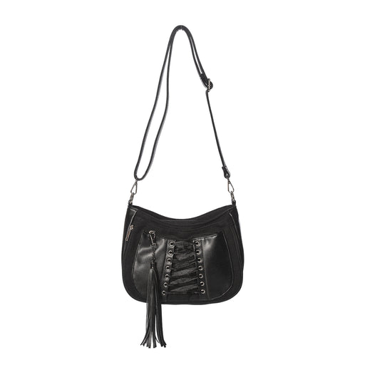  Banned Alternative Tamora black shoulder bag - full view with strap