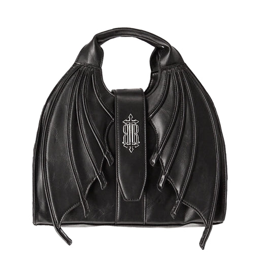  Restyle Succubus black rigid bat wing shaped handbag - front view