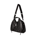  Restyle Succubus black rigid bat wing shaped handbag - angle strap view