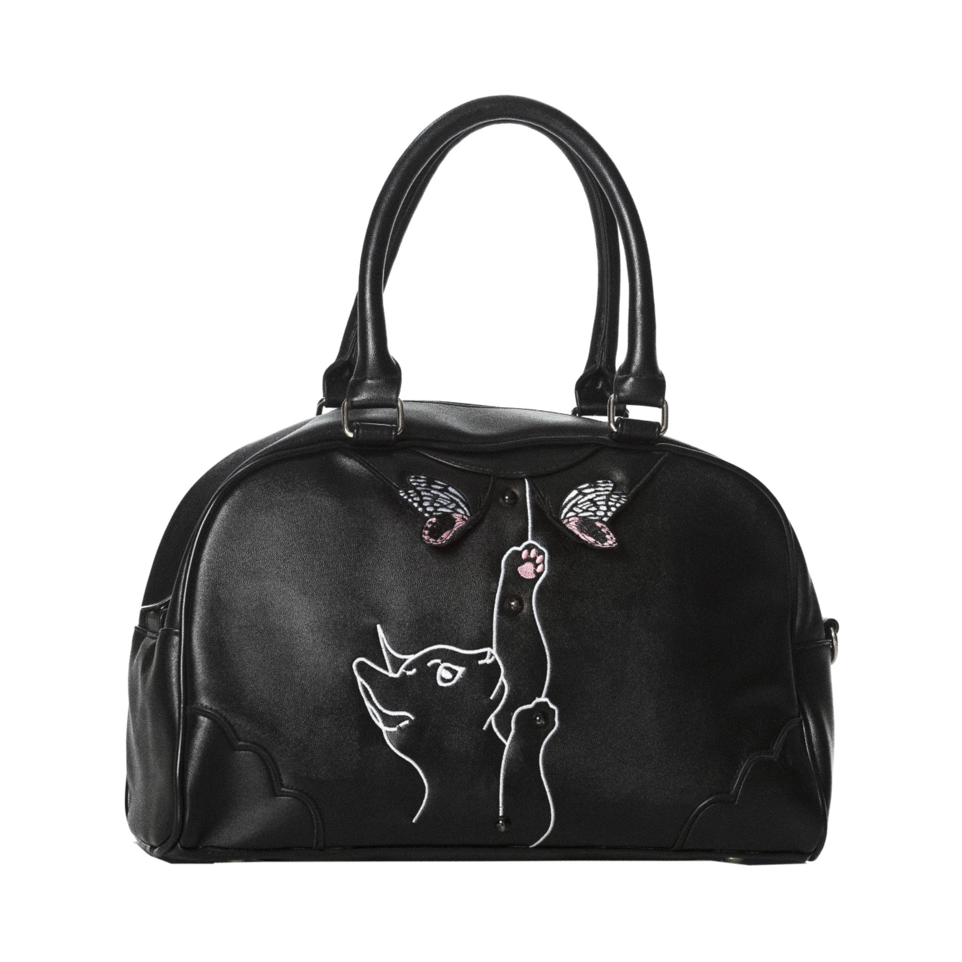 Bolso de mano grande Meow gatito de Banned Alternative color negro vista frontal