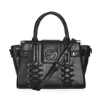  Banned Alternative Black Through The Darkness rigid handbag - front view with strap