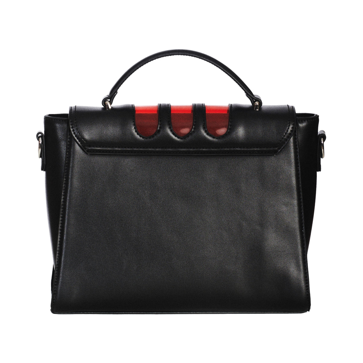 Banned Alternative Wolfcat black rigid handbag with red scratches - rear view