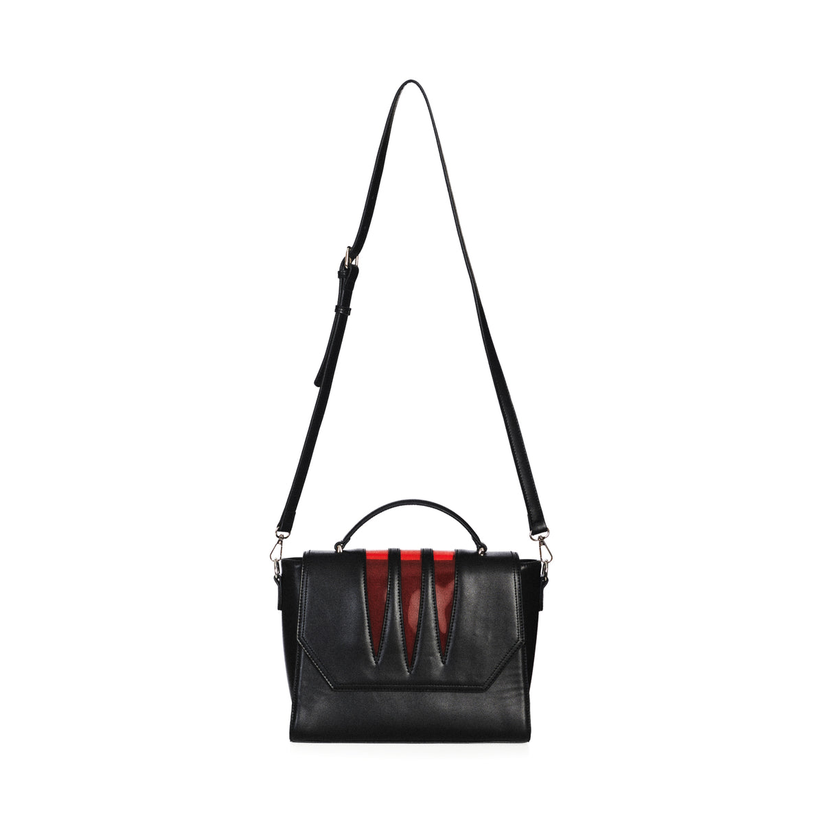  Banned Alternative Wolfcat black rigid handbag with red scratches - with shoulder strap
