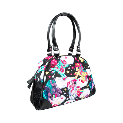 Bolso de mano o de hombro estampado de unicornios pegasus de LiquorBrand vista frontal