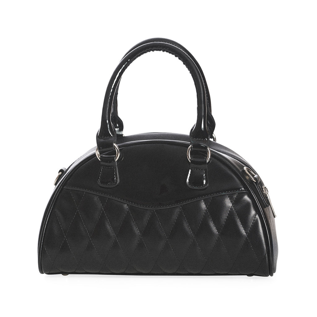  Banned Alternative black quilted handbag with spiderweb detail - rear view