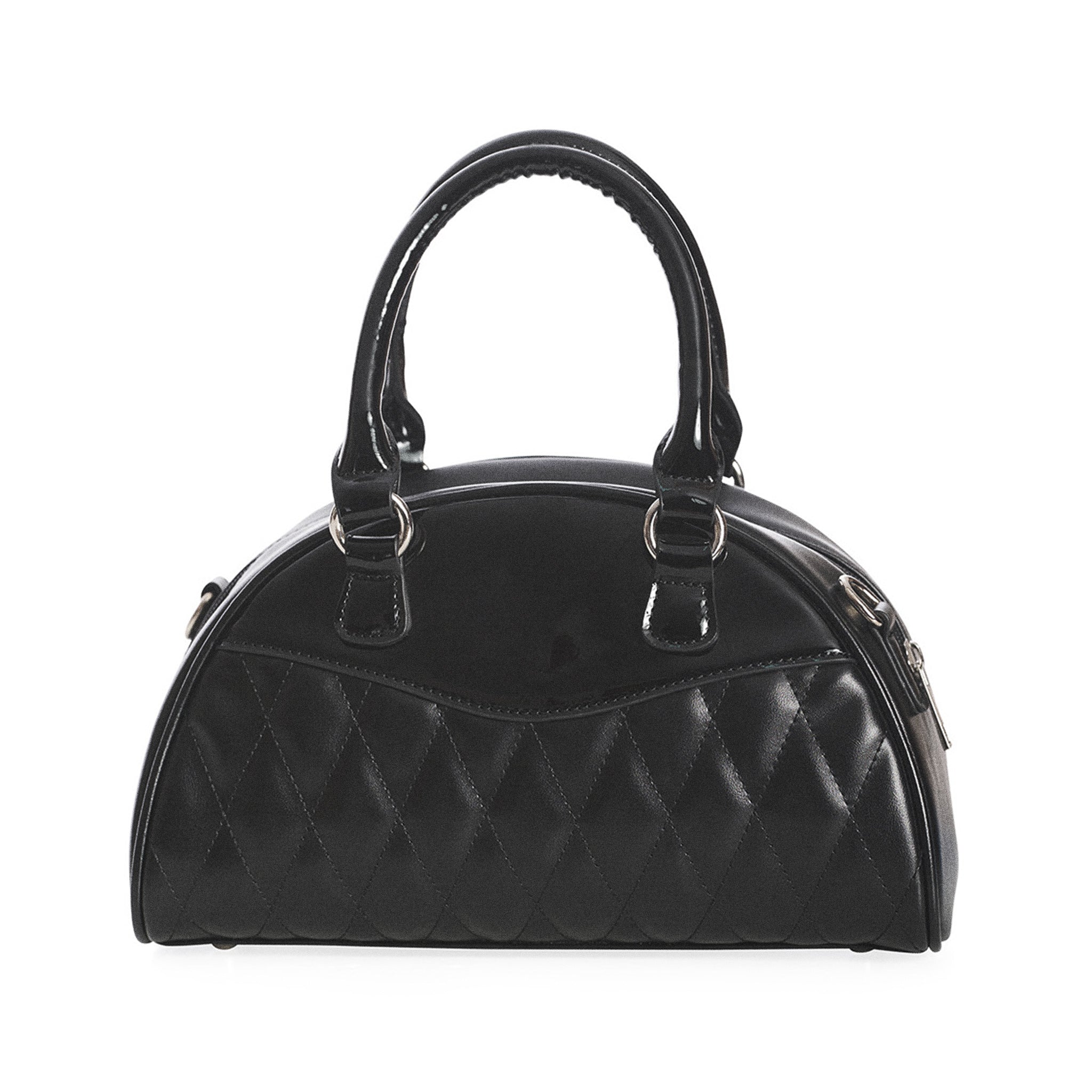  Banned Alternative black quilted handbag with spiderweb detail - rear view