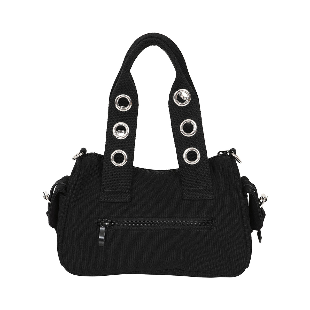  Cotton handbag/crossbody with metal eyelets and decorative handcuffs - rear view