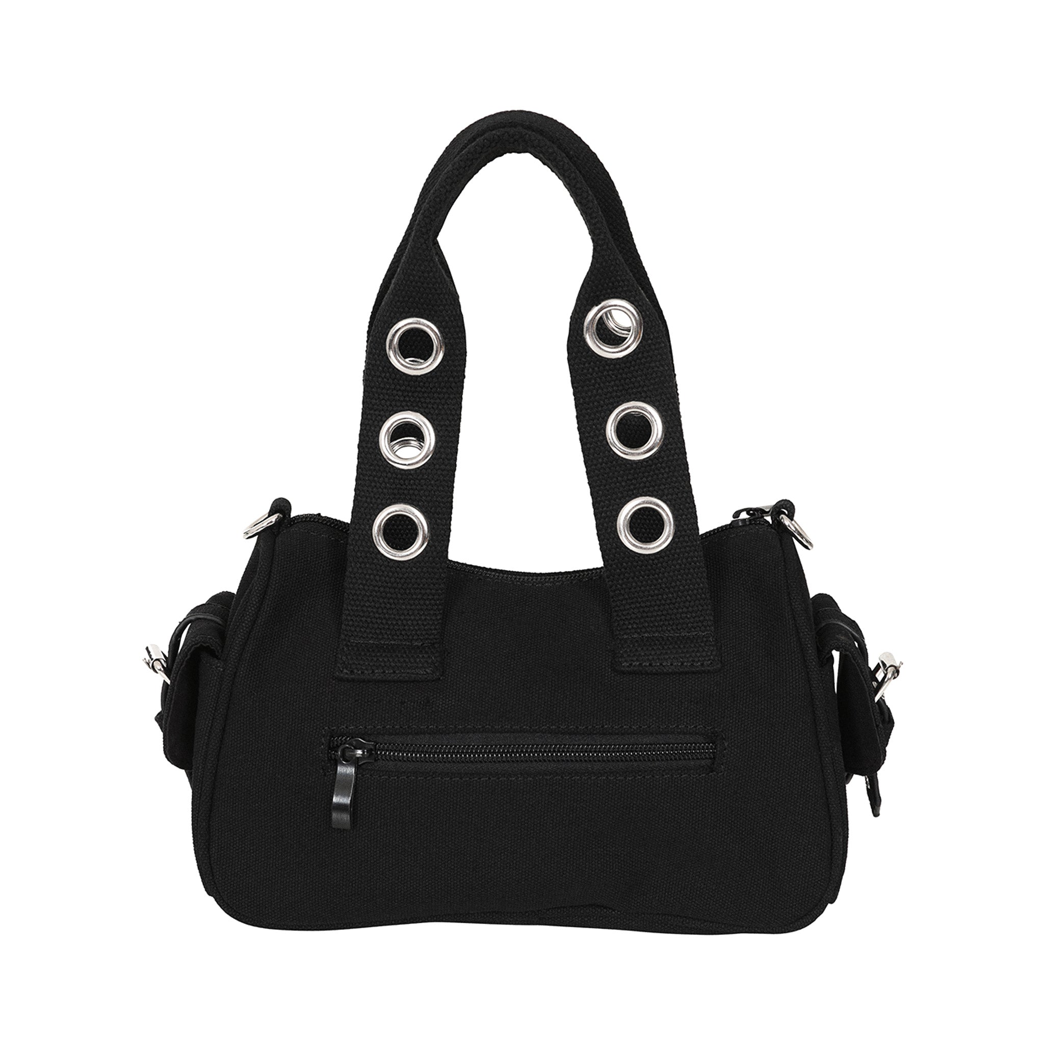  Cotton handbag/crossbody with metal eyelets and decorative handcuffs - rear view
