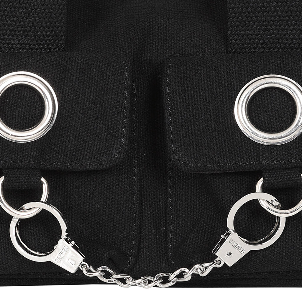  Cotton handbag/crossbody - metal eyelet and handcuff detail