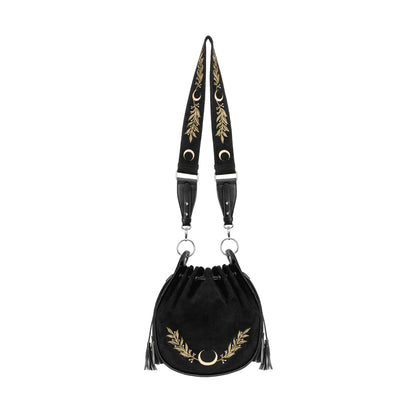 Bolso con forma de saco con bordado de serpiente y acabado de terciopelo sintético de restyle vista completa frontal