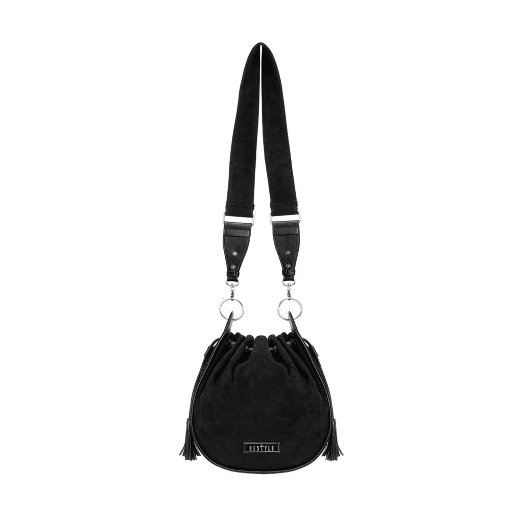  Restyle velvet bucket bag with snake embroidery - full rear view