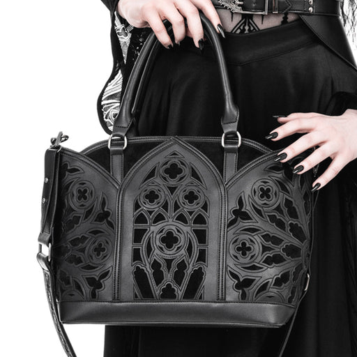  Restyle Catacombs black shopper bag with gothic architecture design - model view