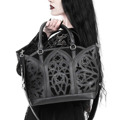  Restyle Catacombs black shopper bag with gothic architecture design - model view
