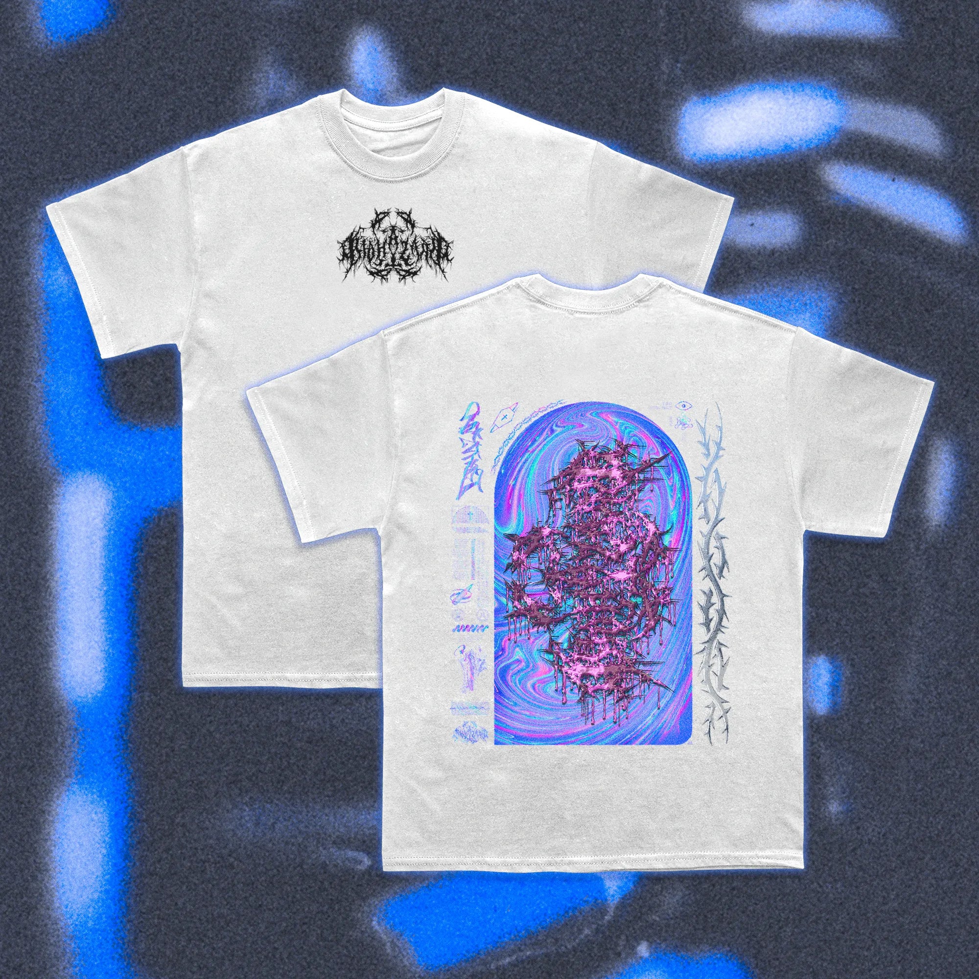  Halfcurve white t-shirt 'biohazard' print - front and rear view