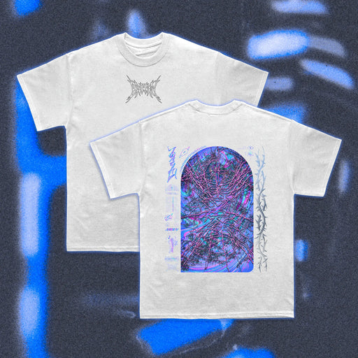  Halfcurve white t-shirt 'broken' print - front and rear view