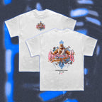  Halfcurve white t-shirt 'god simulator' print - front and rear view